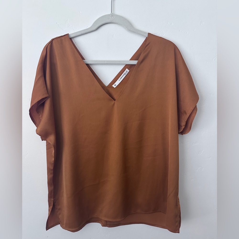 Elegant Gold V-Neck Women's Top